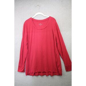 Cuddl Duds Long Sleeve Red Tunic-Thumbholes-Size XL-Soft-Modal